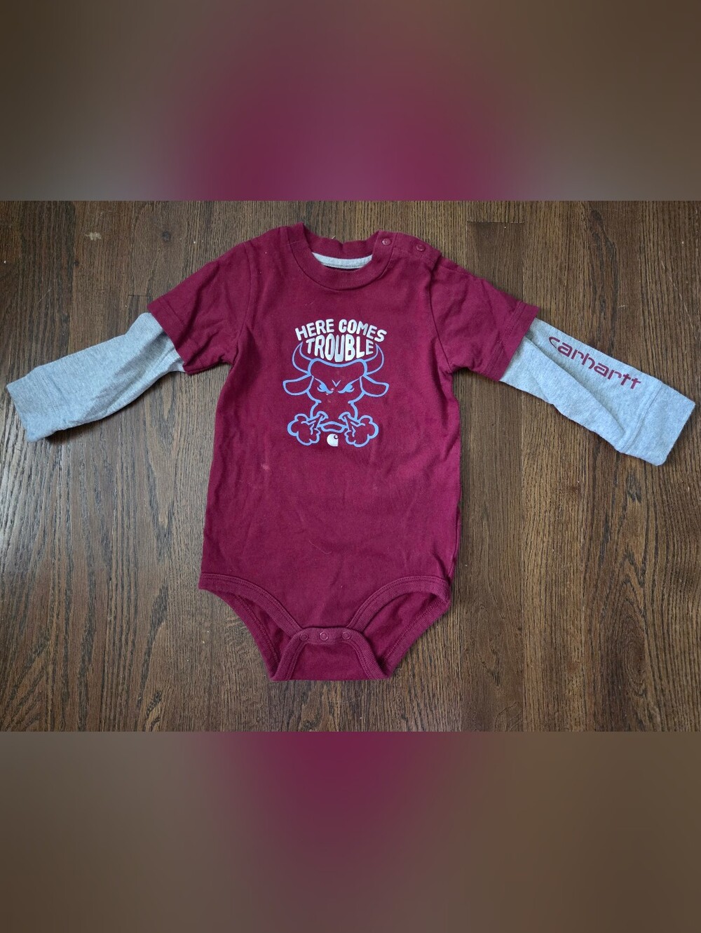 Carhartt Boys 24M "Here Comes Trouble" Bodysuit